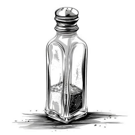 sketch black and white shale shaker|Detailed black and white drawing of a classic salt .